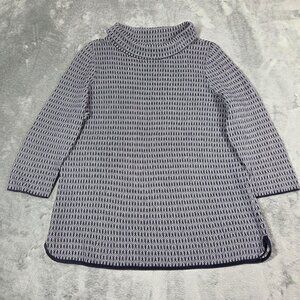 Talbots Sweater Womens 1X Navy White Geometric Turtleneck Preppy Nautical
